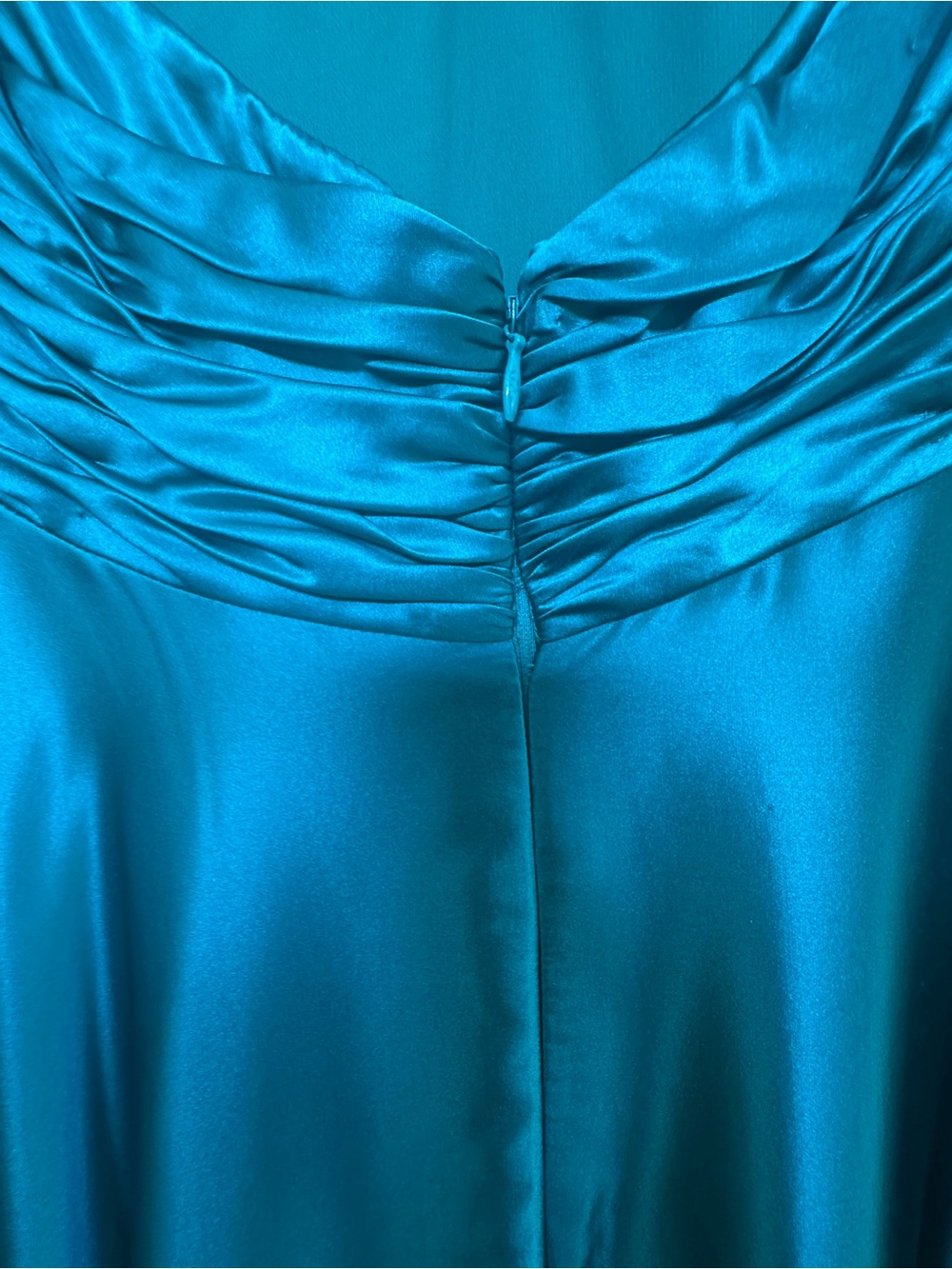 Vintage Y2K-era Papell Boutique teal 100% silk halter midi dress 6P Autumn - Picture 9 of 16